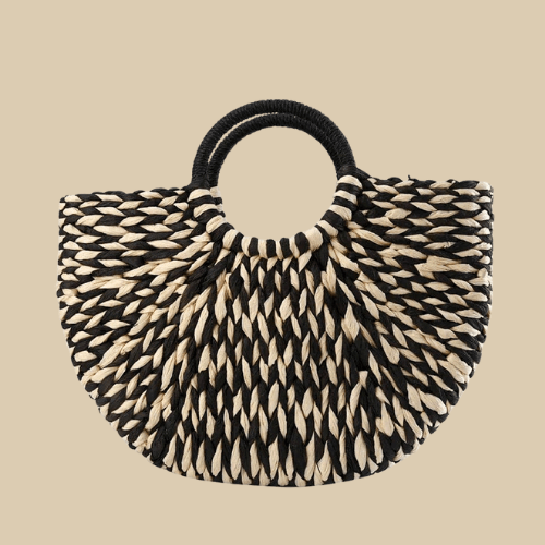 Straw Grab Bag | Britany Black white